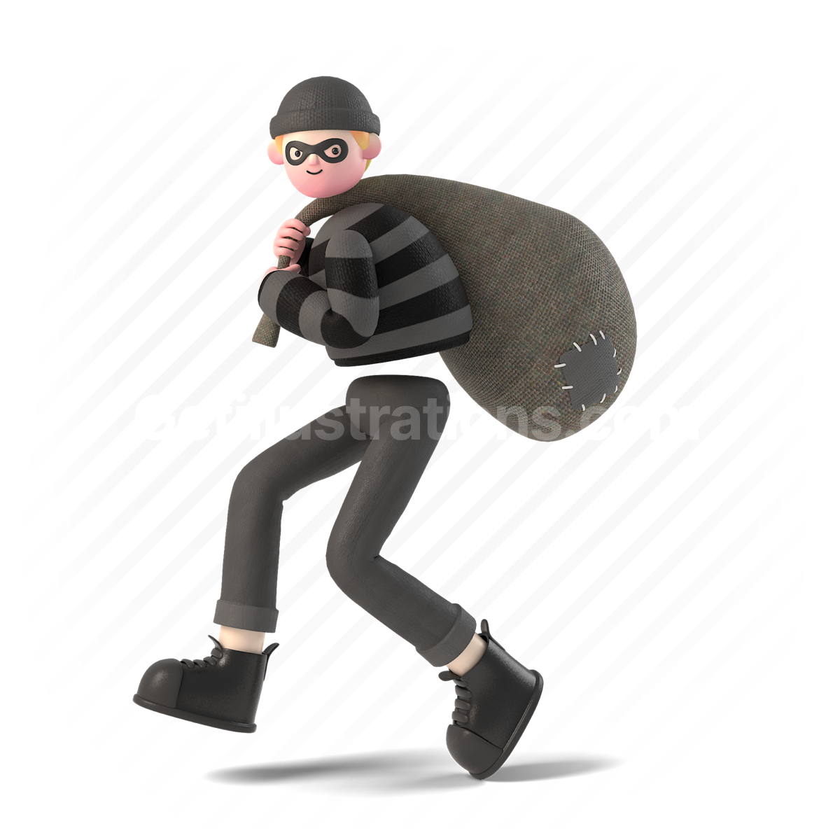 3d, people, person, character, burglar, thief, steal, criminal, crime